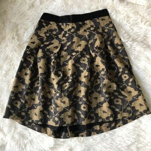Ann Taylor LOFT Petite Black Gold Skirt 0 Petite